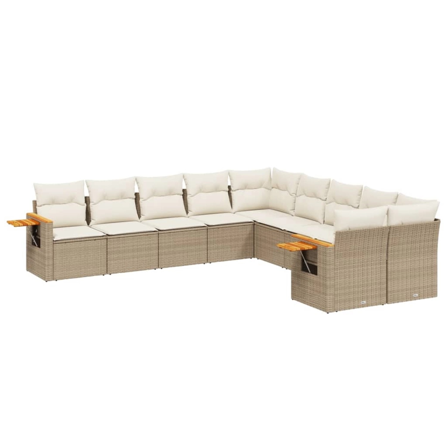 vidaXL 10-Tlg Garten-Sofagarnitur mit Kissen Beige Poly Rattan 3259594 günstig online kaufen
