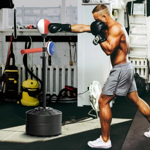 SPORTNOW Boxständer, höhenverstellbar, mit Speedball und Reflexstange. Ideal für Boxtraining.
