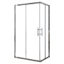 AICA Duschtür 90x70cm mit Schiebetür, Eckeinstieg und Rahmen in Chromoptik.