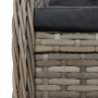 Detailaufnahme: Graue Garten Essgruppe aus Poly Rattan mit Kissen.