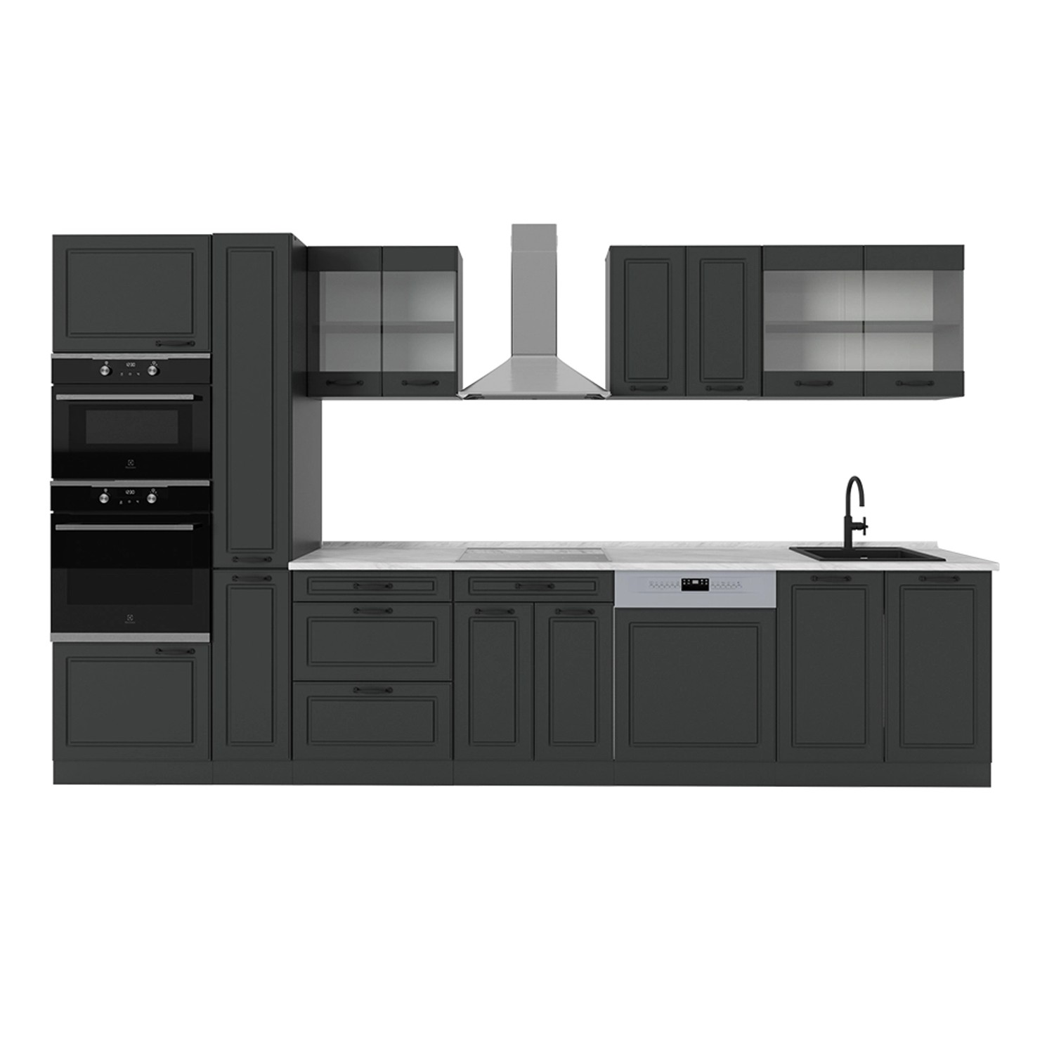 Vicco R-Line Küchenzeile Anthrazit Landhaus/Anthrazit 350 cm AP Marmor günstig online kaufen