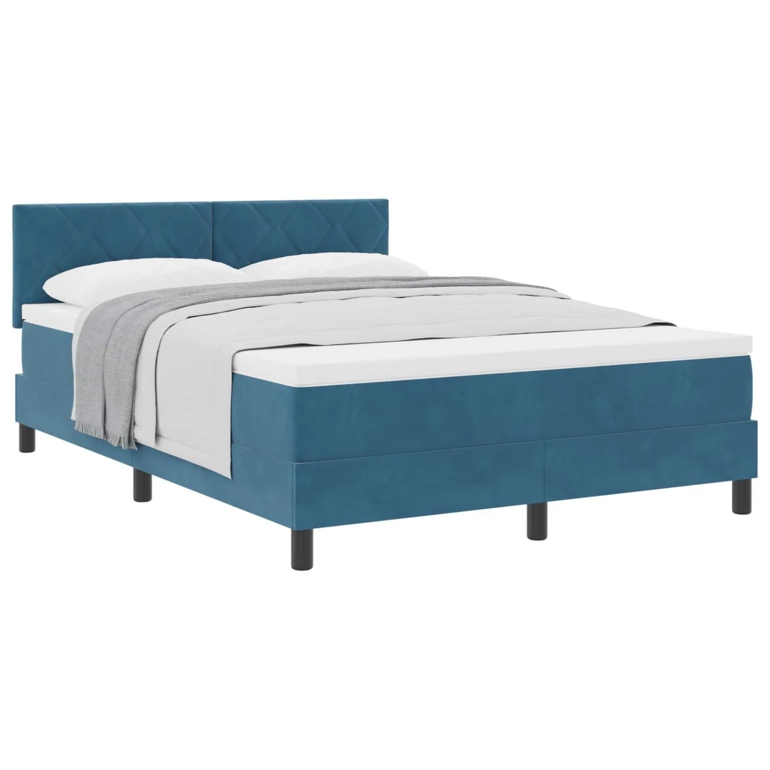 vidaXL Boxspringbett mit Matratze Dunkelblau 160 x 200 cm Samt 3339252