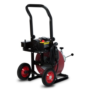 EBERTH Elektrischer Rohrreiniger mit 20m Spirale, 400W Motor und Transportwagen.