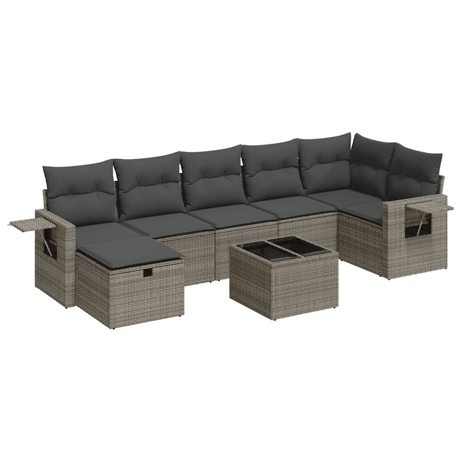 vidaXL 8-Tlg Garten-Sofagarnitur mit Kissen Grau Poly Rattan 3325516 günstig online kaufen