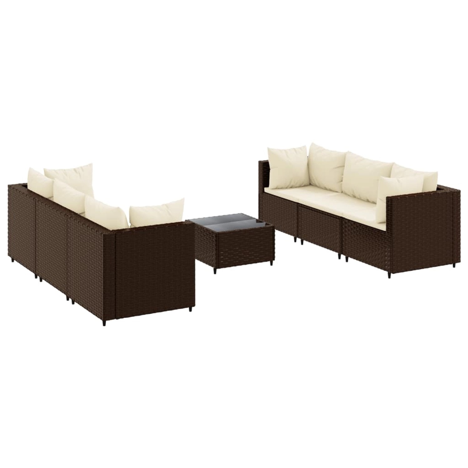 vidaXL 7-tlg Garten-Lounge-Set mit Kissen Braun Poly Rattan Modell 9 günstig online kaufen