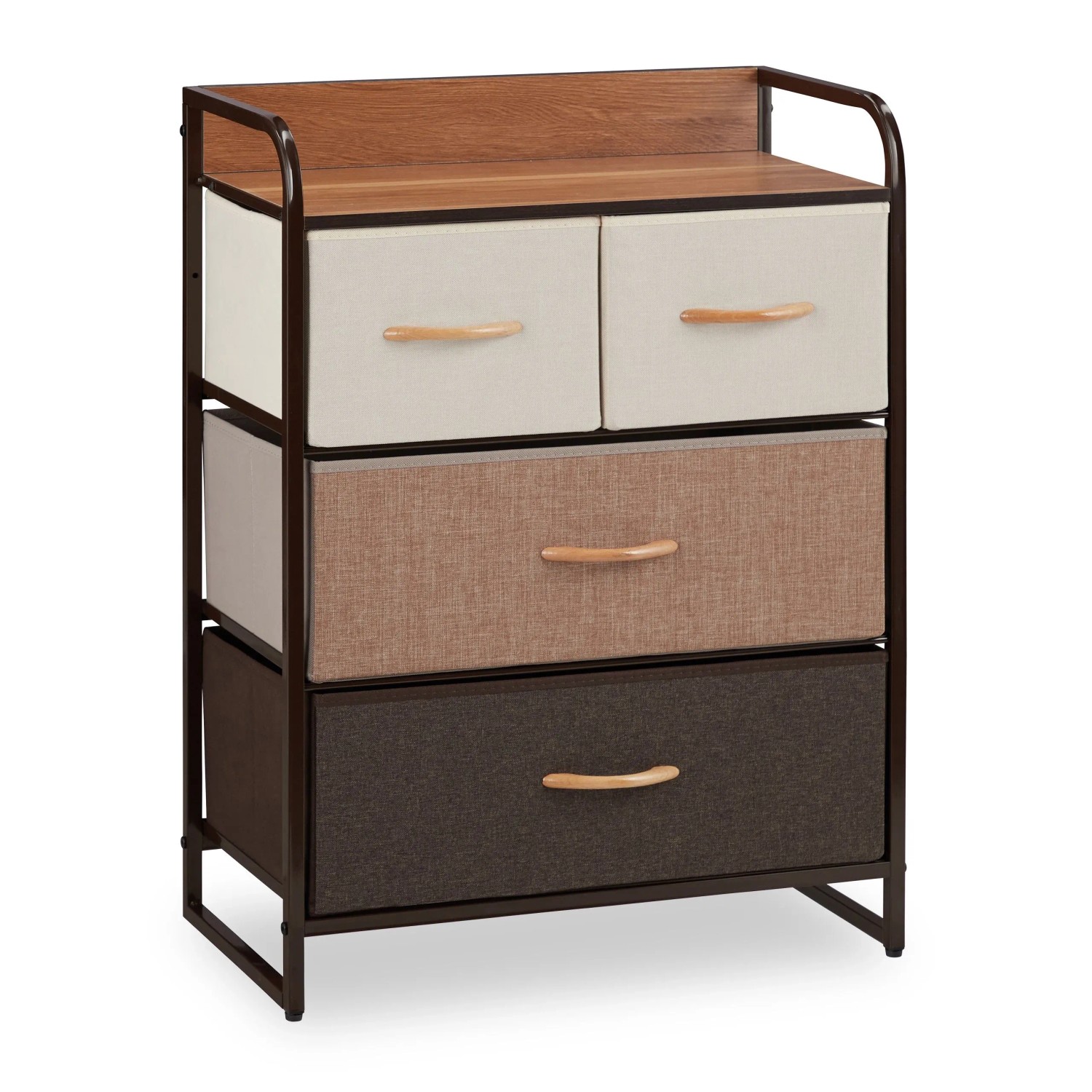 Relaxdays Schubladenschrank MDF Polyester Stahl Creme Holzoptik 79 cm x 58 cm x 31,5 cm 7,7 kg
