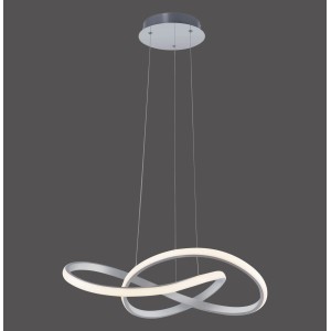 Moderne LED-Pendelleuchte Maria aus Aluminium, geschwungenes Design, dimmbar.