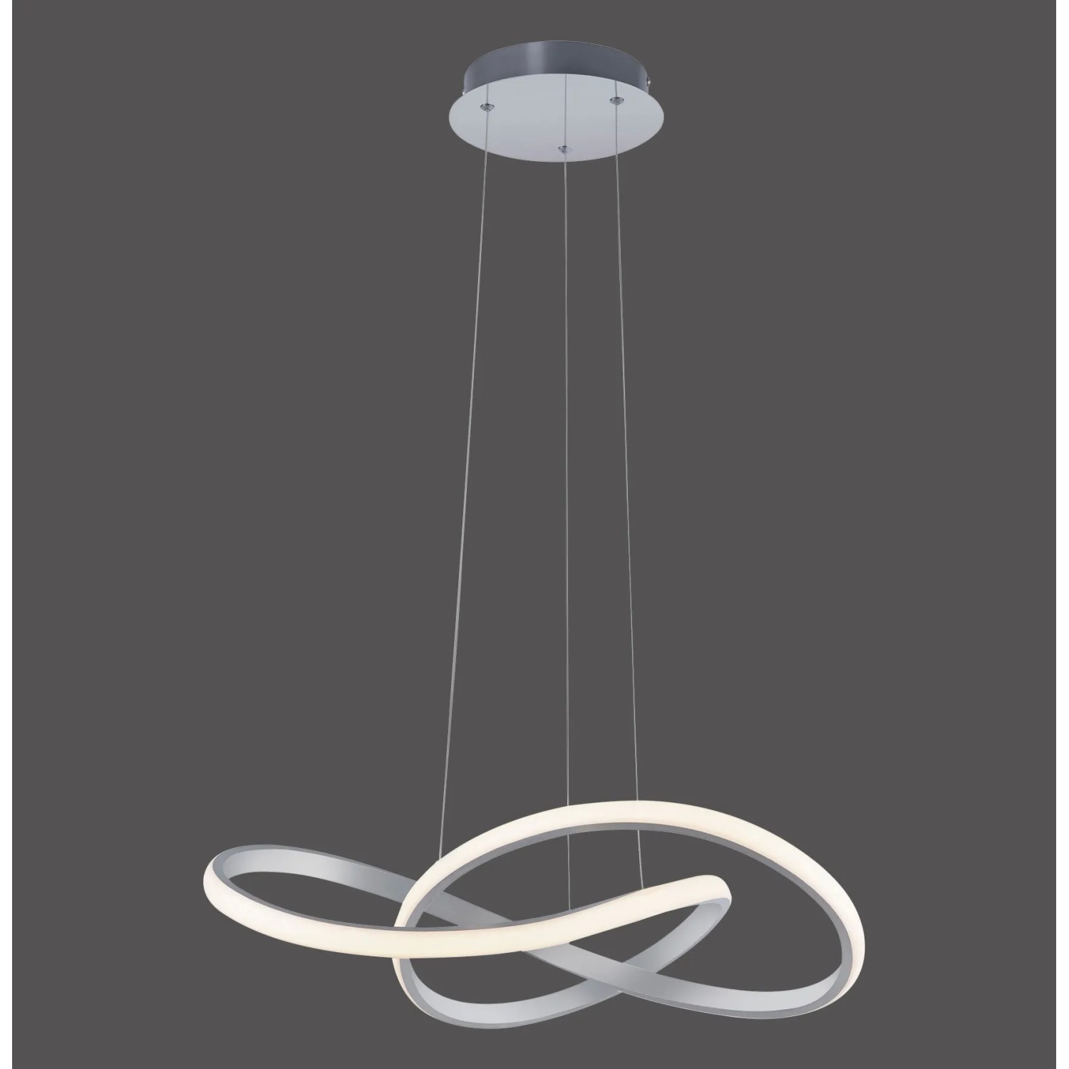 Moderne LED-Pendelleuchte Maria aus Aluminium, geschwungenes Design, dimmbar.