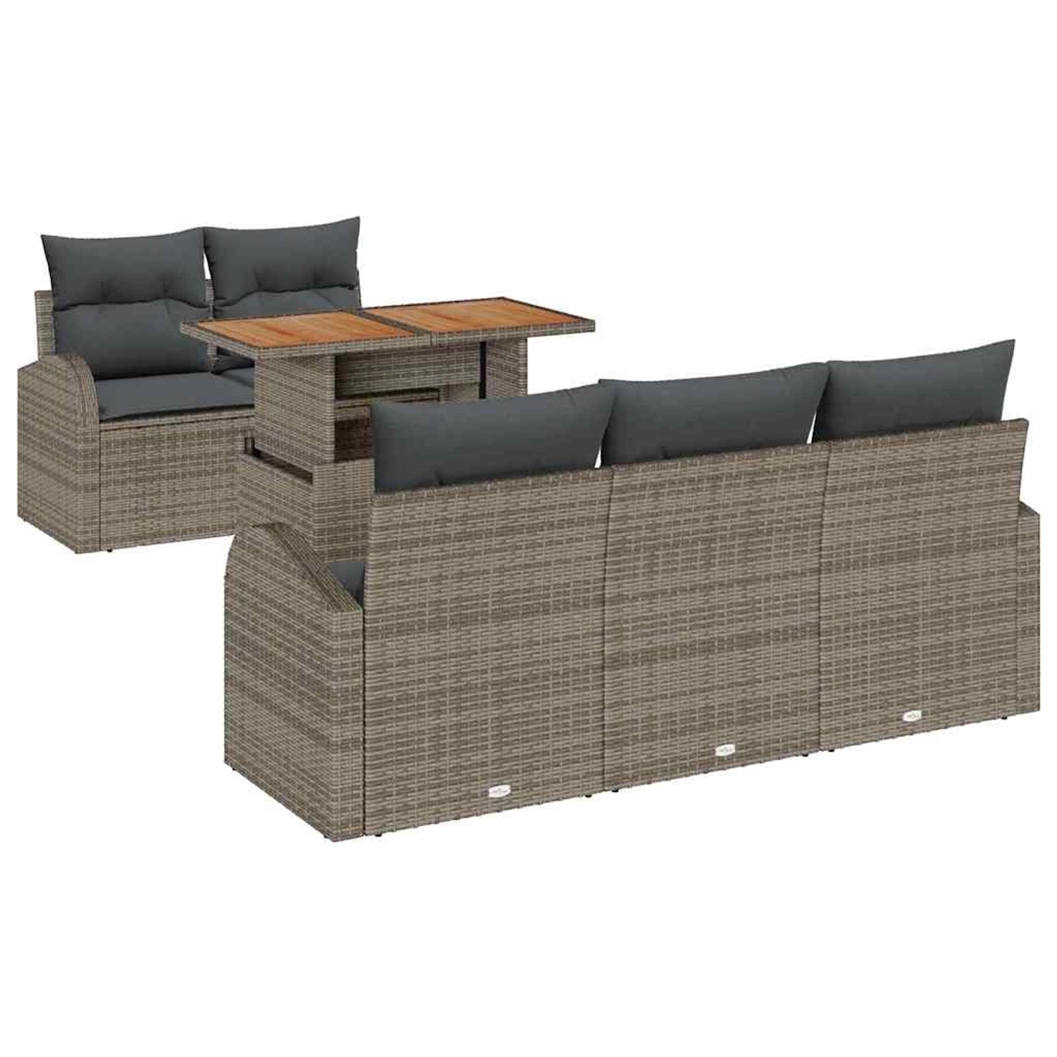 vidaXL Garten-Sofa-Set mit Speicher 6-Tlg Grau Poly Rattan 3358260 günstig online kaufen