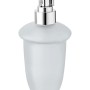 Ersatz-Seifenspender Floresa aus Mattglas mit Chrom-Pumpe.