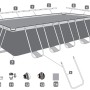Bestway Steel Pro MAX Pool 549x274x122 cm, eckig, grau, mit Sandfilteranlage und Zubehör.