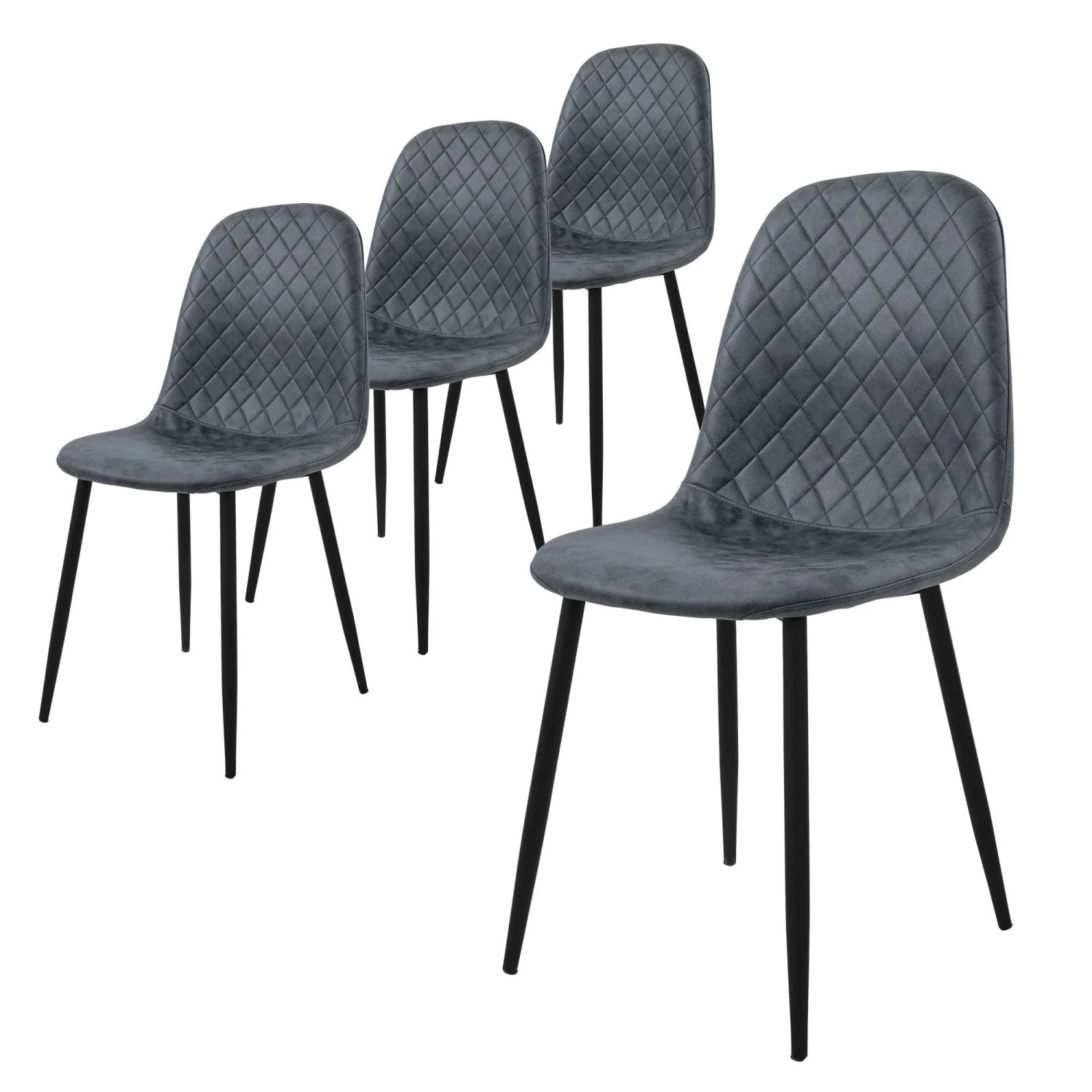 ML-Design Esszimmerstühle 4er Set Anthrazit Kunstleder Metallbeine