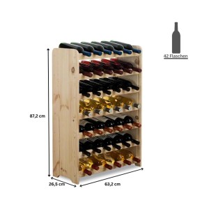 Weinregal aus Kiefernholz, unbehandelt, für 42 Flaschen. PROREGAL Pinotwine C.