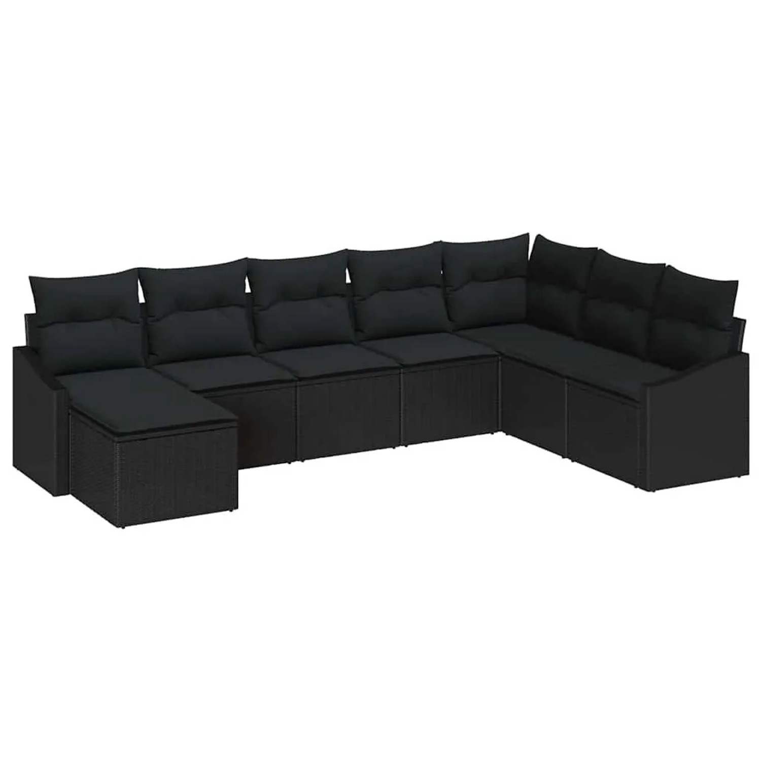 vidaXL Gartensofa-Set mit Kissen 8 Stk Schwarz Poly-Rattan 3355512