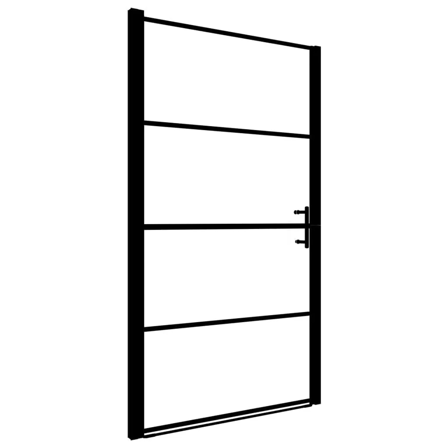 vidaXL Duschtür Hartglas 91x195 cm Schwarz 145672