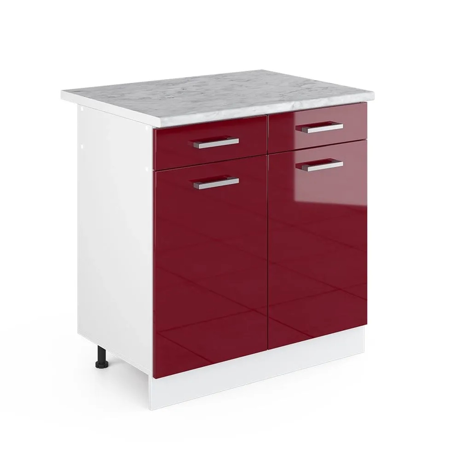 Vicco Küchenunterschrank R-Line Rot Hochglanz 80 x 82 AP Marmor
