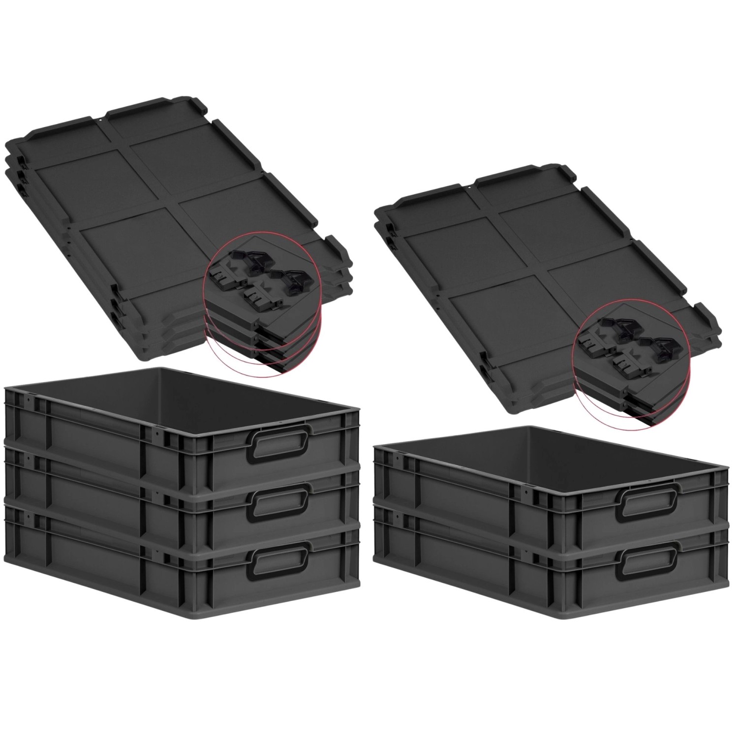 PROREGAL SuperSparSet 5x Eurobox Nextgen Color Mit Scharnierdeckel HxBxT 12 günstig online kaufen