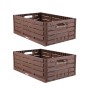 Zwei faltbare Klappboxen in Holzoptik, 60x40 cm, ideal für Badaccessoires und mehr.