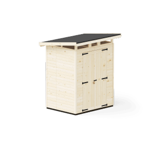 Upyard Gartenhaus Strongbox M aus Holz mit Doppeltür und Fundament.