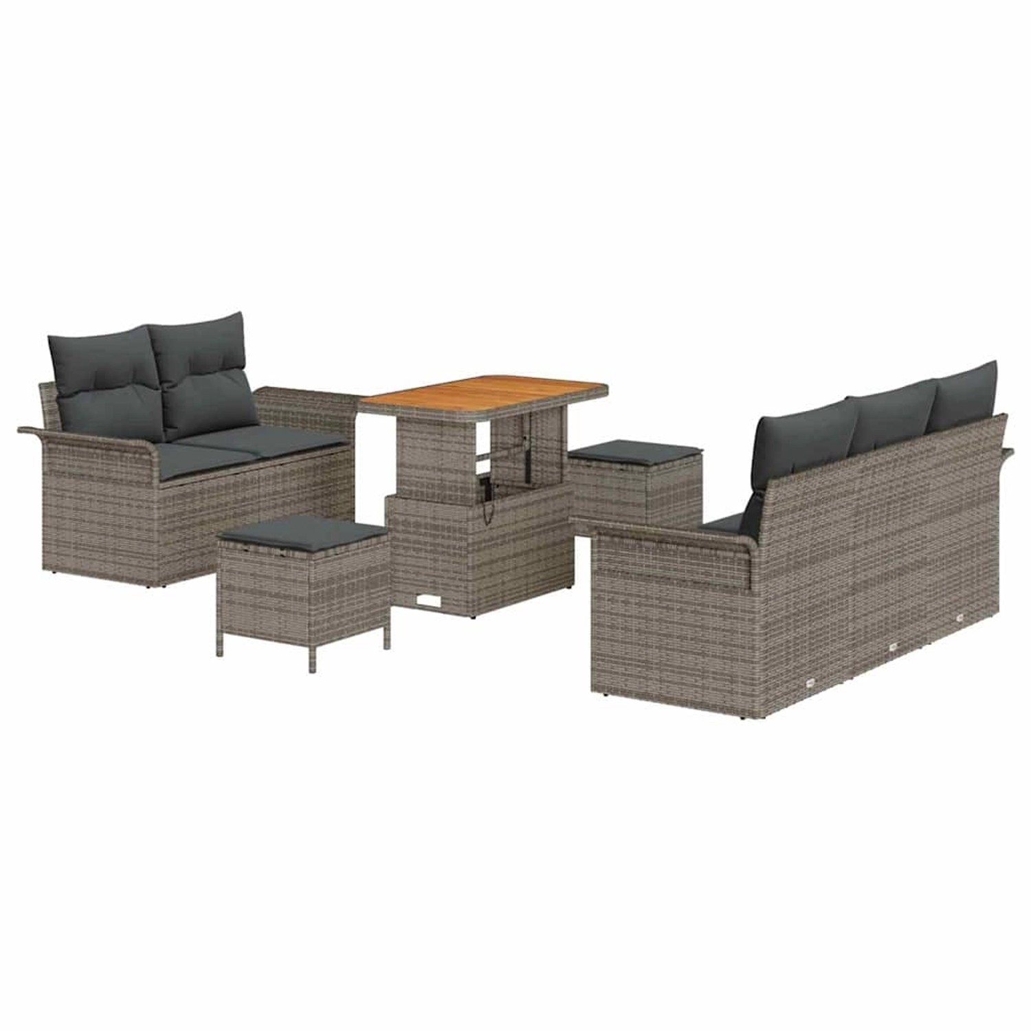 vidaXL Garten-Sofa-Set Höhenverstellbar 8-Tlg Grau Poly Rattan 3362083 günstig online kaufen