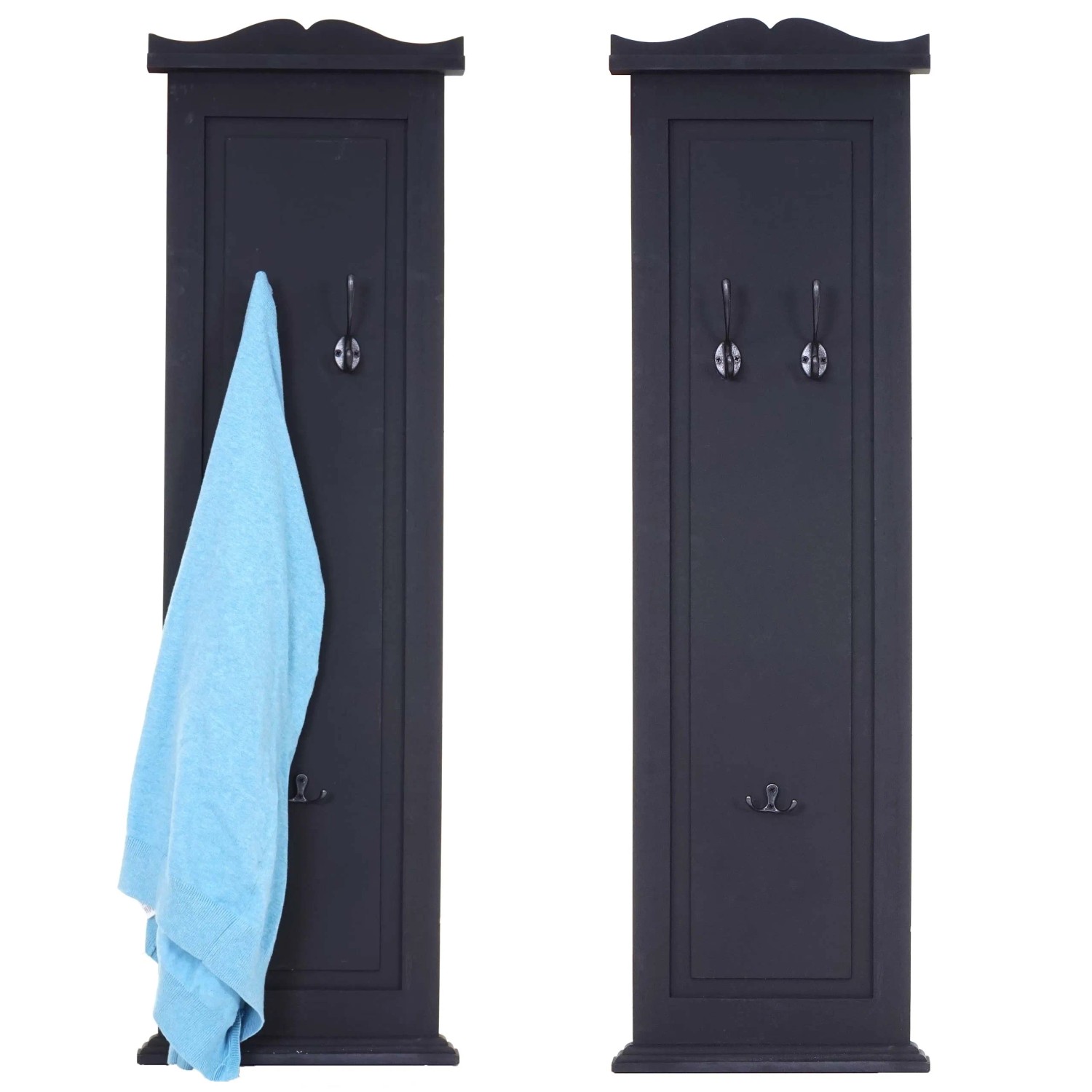 MCW Wandgarderobe H33, 2er-Set, dunkelgrau lackiert mit Haken. Paneele für Flur oder Schlafzimmer.