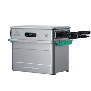 Zendure SolarFlow 800 Pro 2 mit Speicher, silbernes Energiemanagementsystem für Balkonkraftwerke.