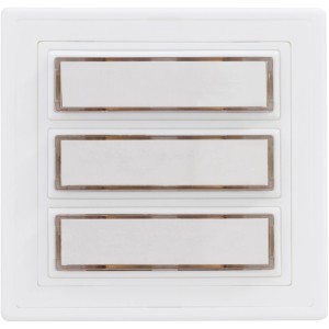 Weiße REV Klingelplatte 3-fach mit beleuchtbaren Namensschildern für Aufputzmontage.