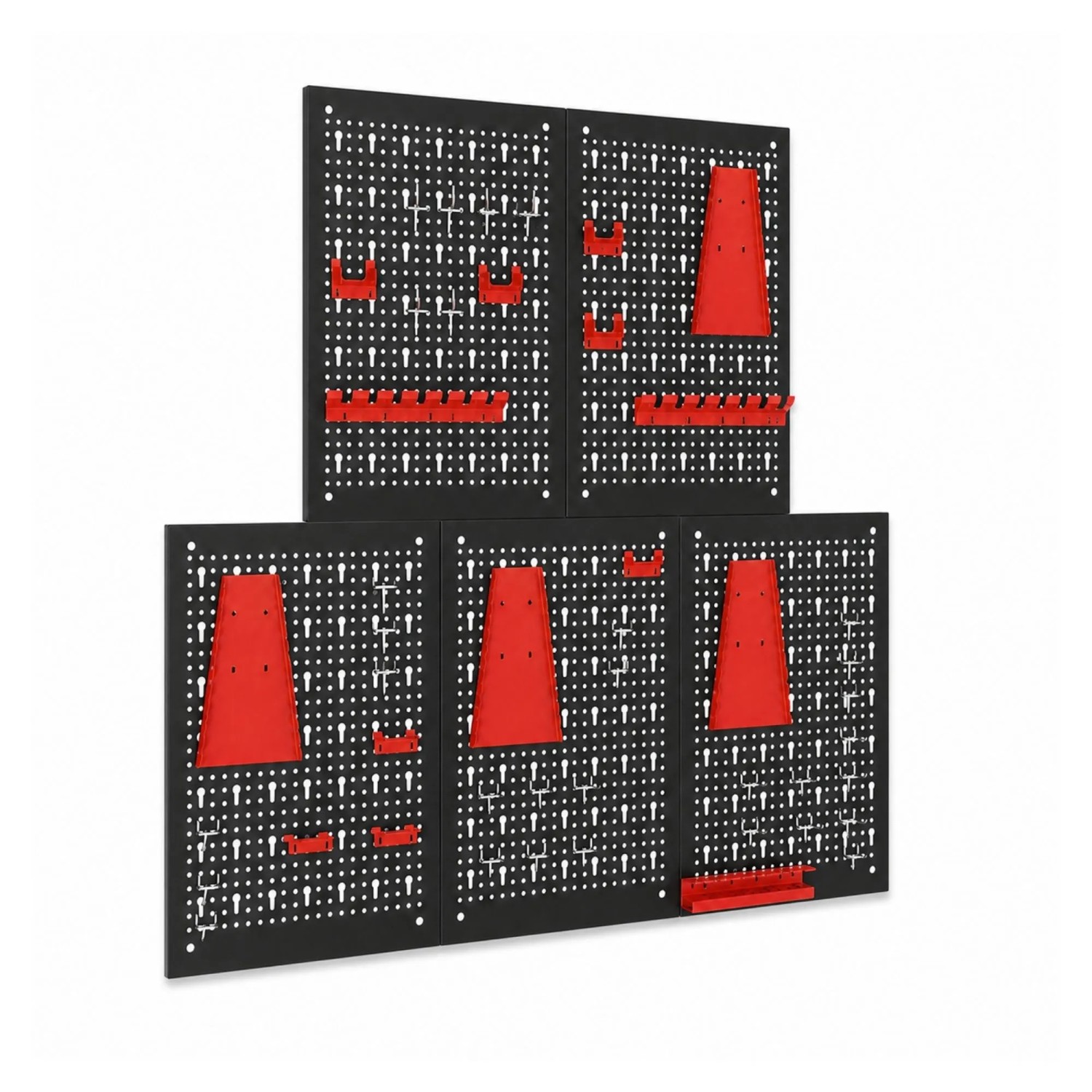 PROREGAL 5x Werkzeug Lochwand Set ARES Aus Metall BxT 200x60cm Inkl. 48 Haken & Halterungen Werkzeugwand Lochplatte Werkzeughalter