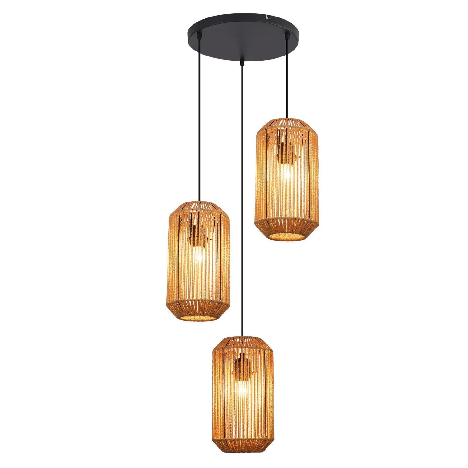 NETTLIFE Pendelleuchte aus Rattan Schwarz 25 cm-1