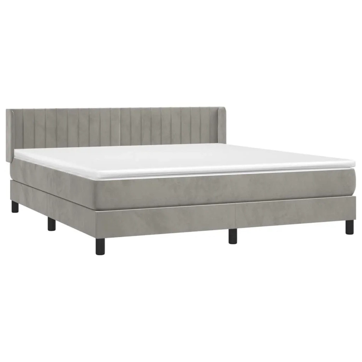 vidaXL Boxspringbett mit Matratze Hellgrau 160x200 cm Samt 3131087 günstig online kaufen