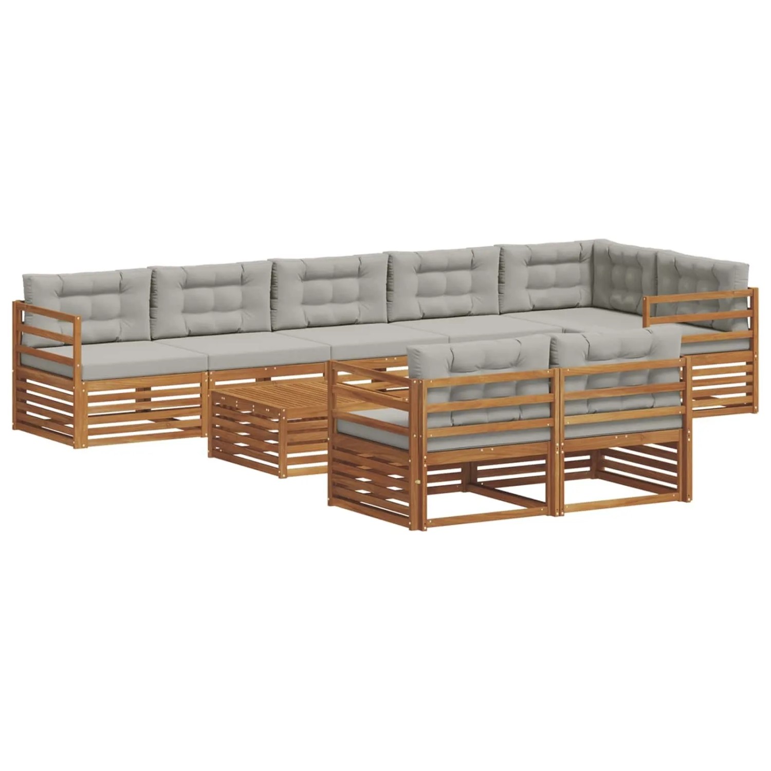 vidaXL Outdoor-Sofagarnitur mit Kissen 26-Tlg Natur und Hellgrau 3373681