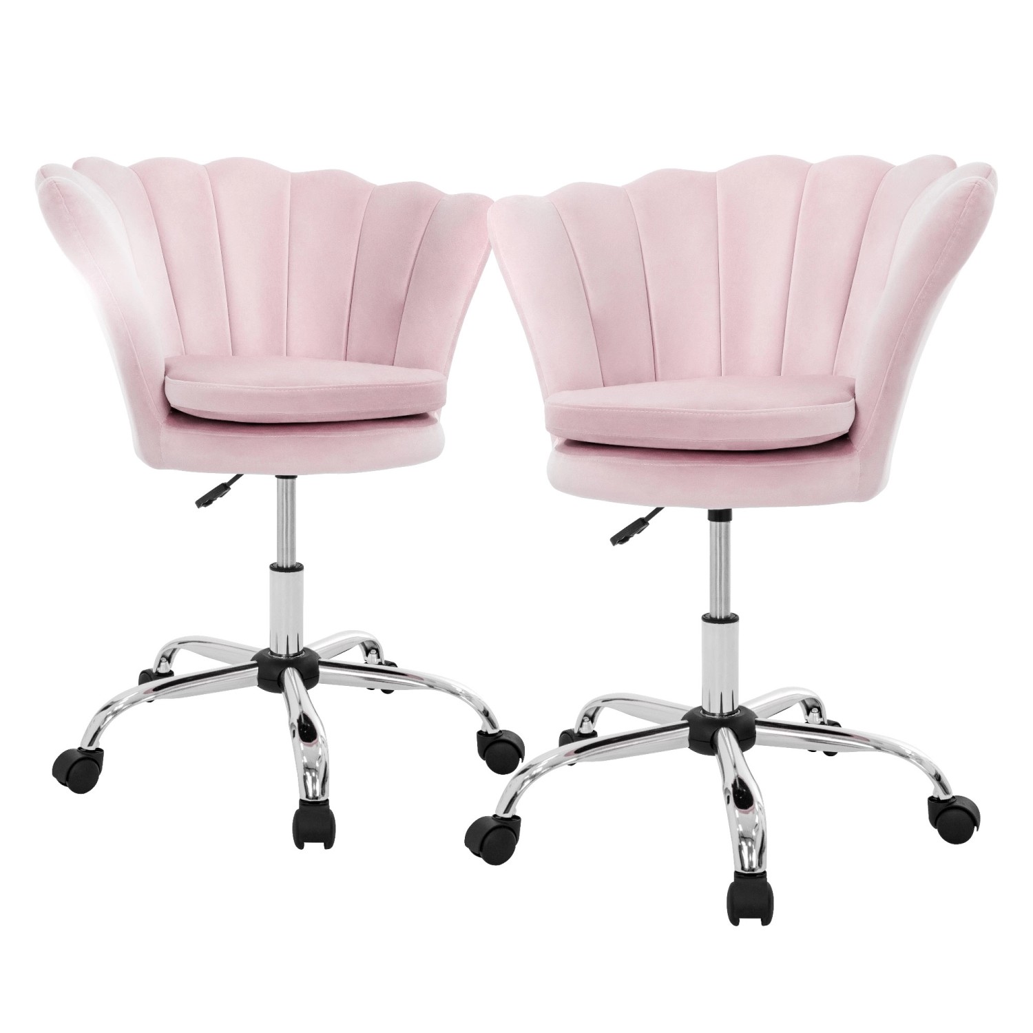 ML-Design Bürostuhl 2Er Set Samt Hellrosa Höhenverstellbar 360 Grad günstig online kaufen