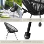 Zwei schwarze Tectake Gartenstühle Santana im Acapulco-Stil mit Polyethylen-Schnurbespannung auf Balkon.