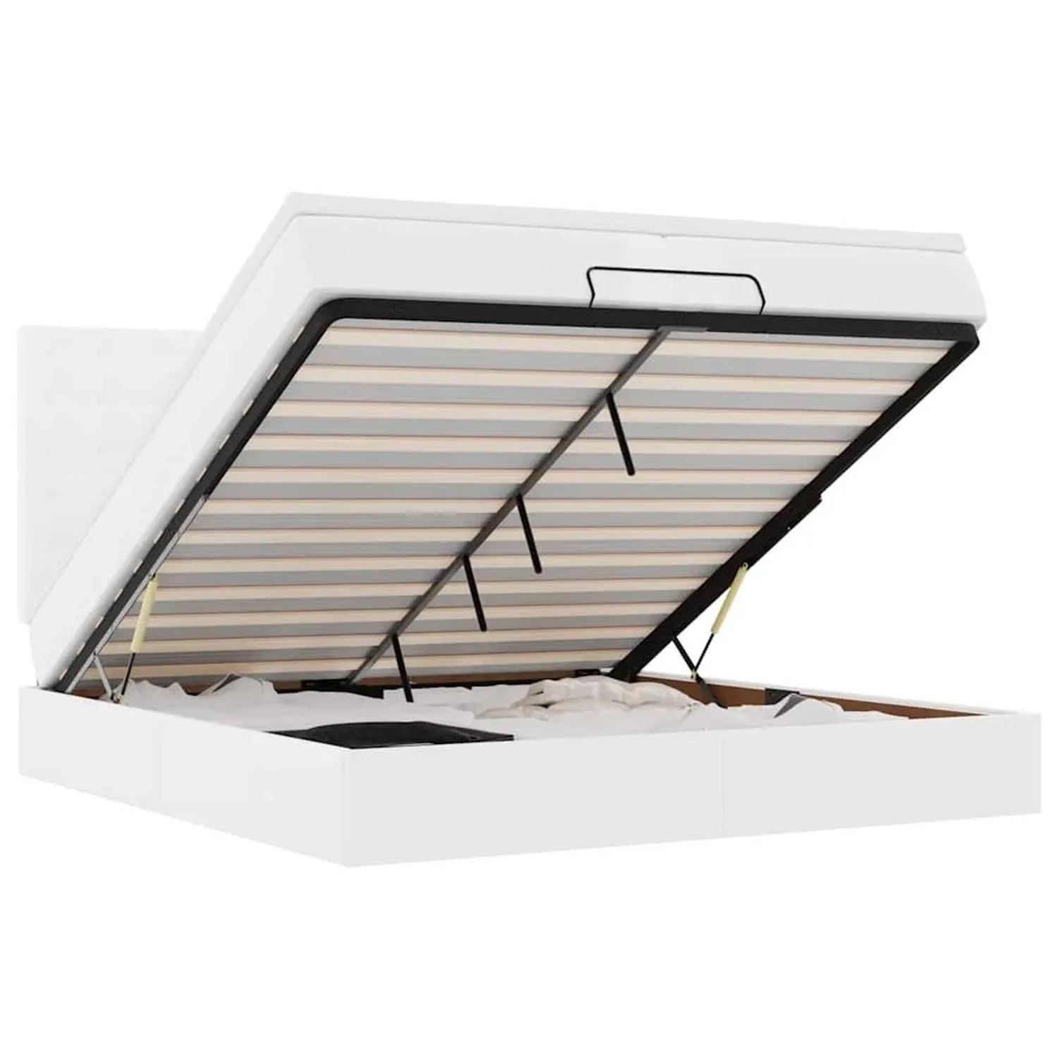 vidaXL Ottoman-Bett mit Matratzen Weiß 200x200 cm Kunstleder 3313022