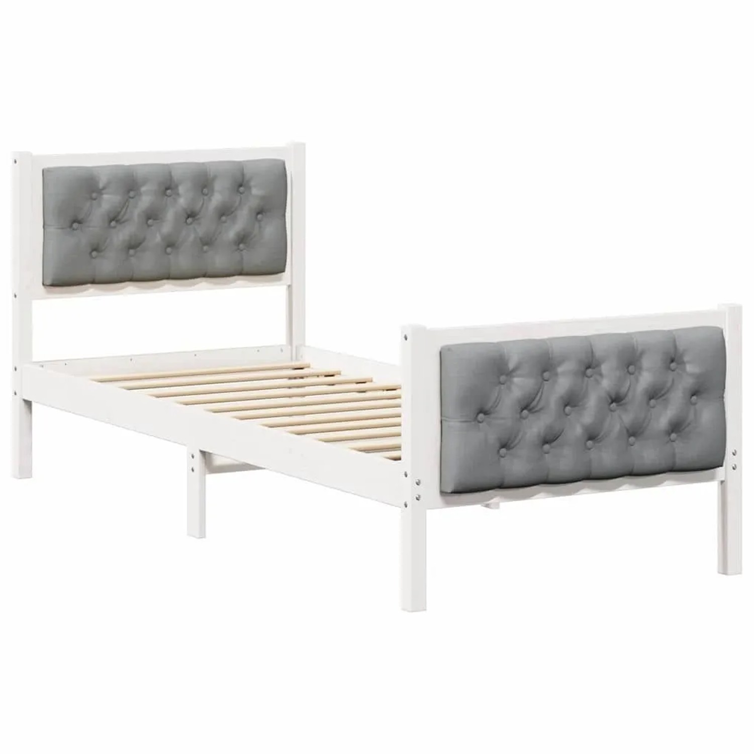 vidaXL Bettrahmen Hellgrau 75 x 190 cm Massives Kiefernholz 878443