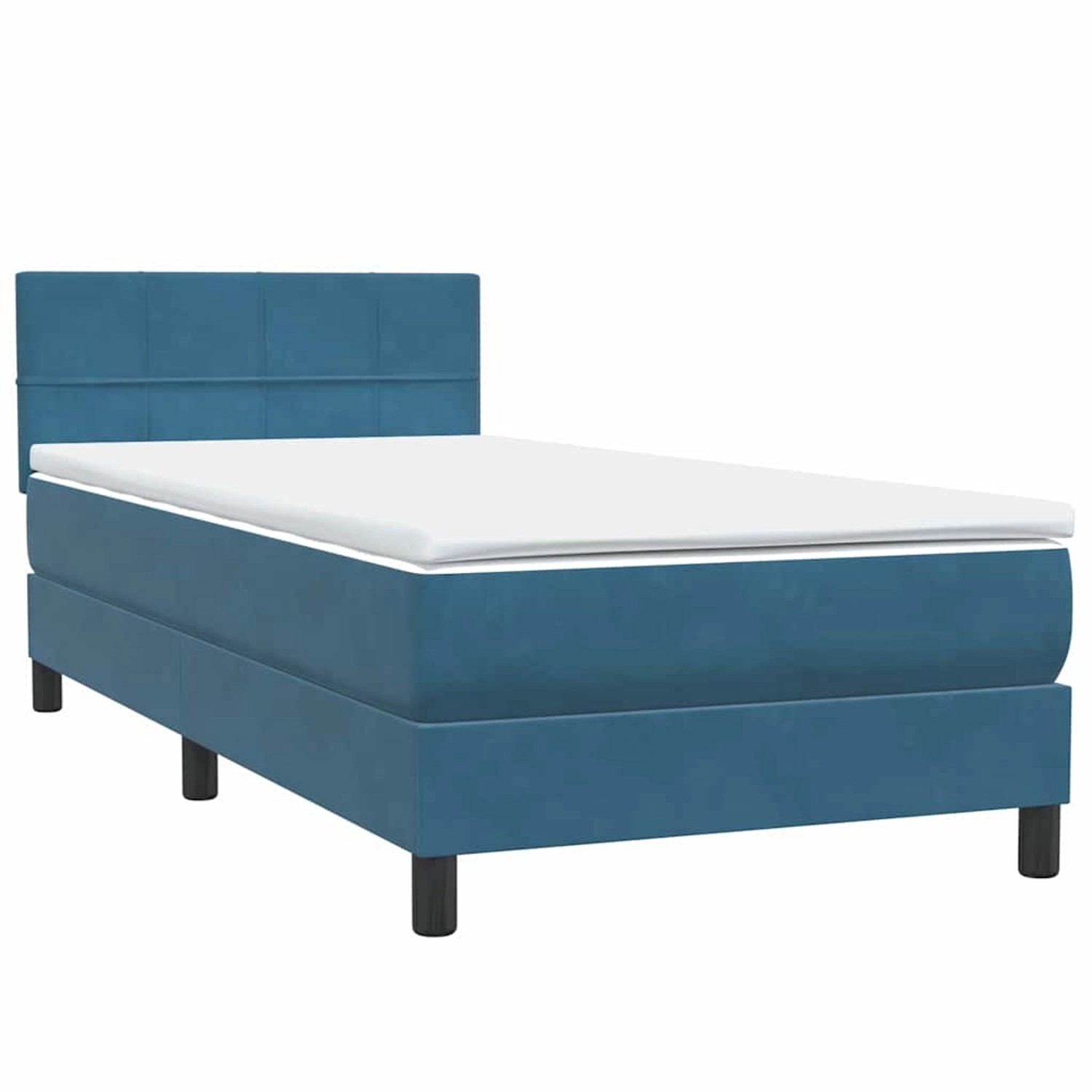 vidaXL Boxspringbett mit Matratze Dunkelblau 80x220 cm Samt 3316909 günstig online kaufen