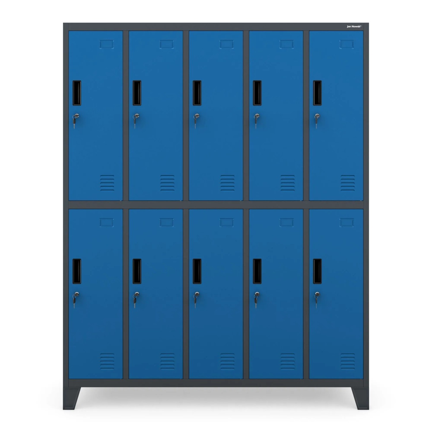 Jan Nowak Metallspind Umkleideschrank 10 Fächer 136x172x45 Cm Mit Belüftung Und Zylinderschlössern Blau