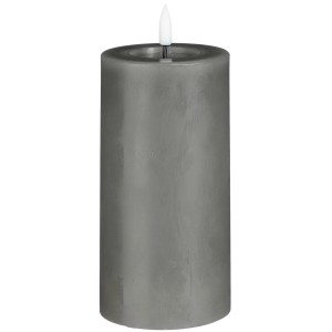 Luca Lighting Kerze Grau 15 cm x 7,5 cm LED mit Timer Warm Weiß
