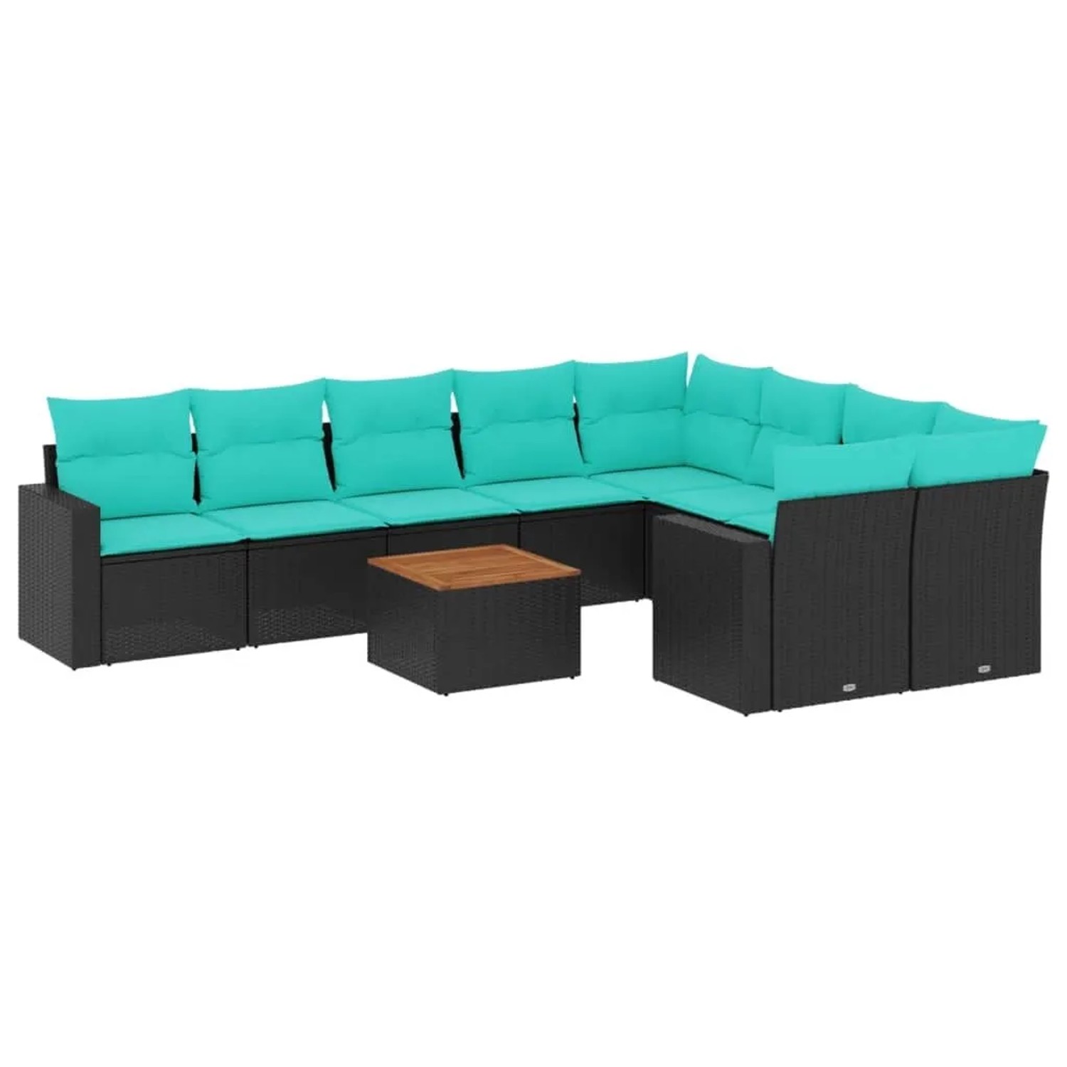 vidaXL 10 Tlg Garten-Sofagarnitur mit Kissen Schwarz Poly Rattan 3256610
