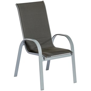 Merxx Amalfi di Lusso Stapelsessel 2er-Set, anthrazitfarbener Gartenstuhl mit Textilbespannung und Aluminiumgestell.