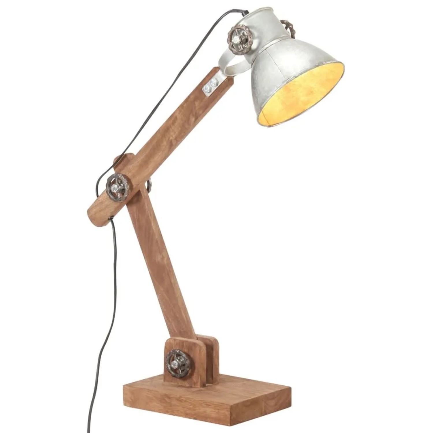 vidaXL Schreibtischlampe Industriestil Silbern Rund 58x18x90 cm E27 320551