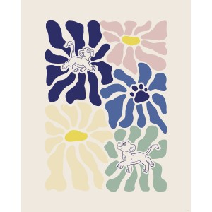 Buntes Wandbild: Disney Der König der Löwen zwischen Blumen, 40x50 cm. Kinderzimmer Deko.
