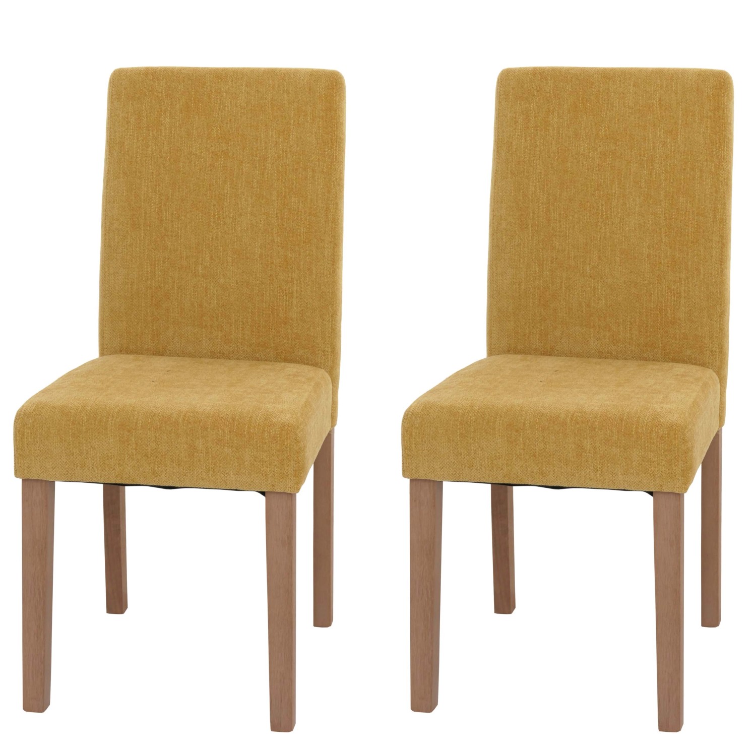MCW Esszimmerstuhl Littau Chenille 2er-Set Gelb Naturfarbene Beine günstig online kaufen