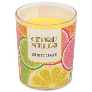 Steinhart Duftkerze Citronella im Glas (Ø 6,5 cm). Gelbes Wachs, fruchtiges Design.