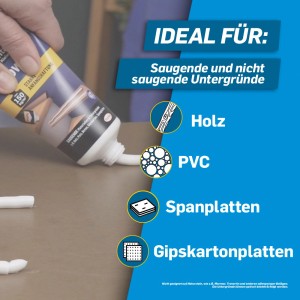 Pattex Montagekleber Power Tube für Holz, PVC, Span- und Gipskartonplatten. Kleber mit starker Anfangshaftung.