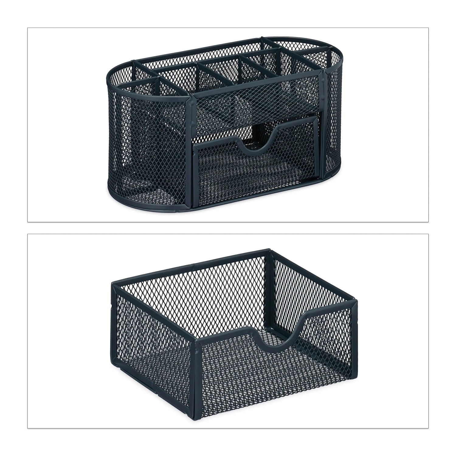 Relaxdays Schreibtisch Organizer Stahl Anthrazit Rutschfest 10,5 cm x 22 cm x 11 cm 400 g