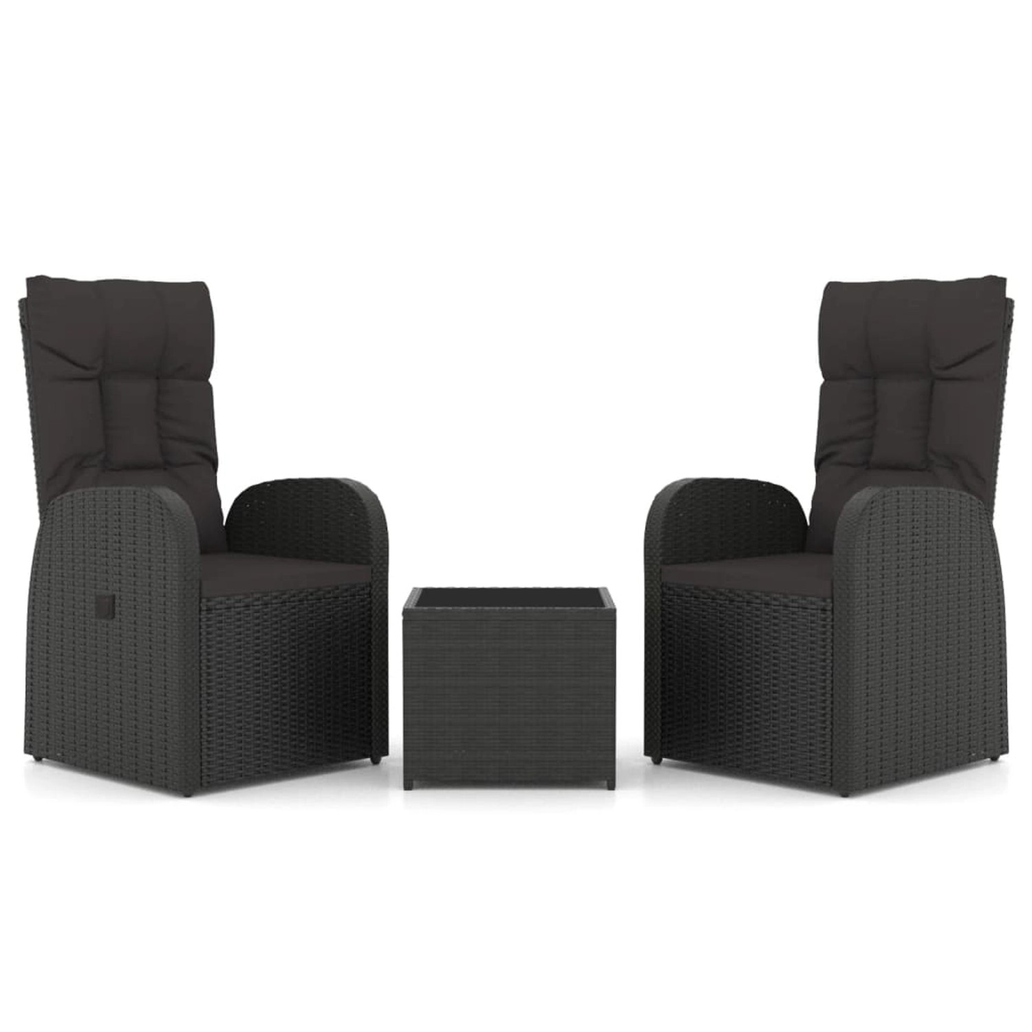 vidaXL 3-Tlg Garten-Lounge-Set Schwarz Poly Rattan & Stahl 3157659