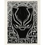 Komar Wandbild: Marvel Black Panther Helm im Lino-Cut Stil, schwarz-weiß.