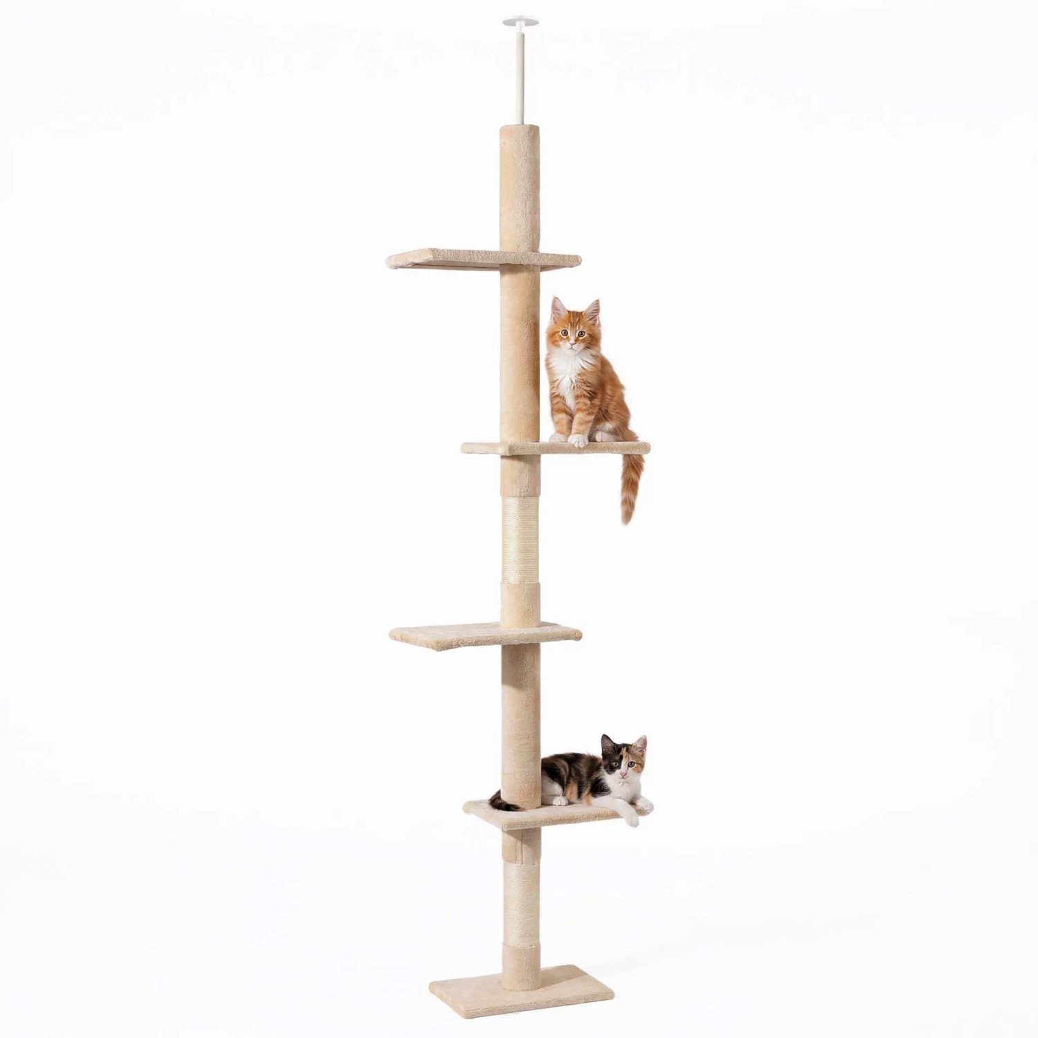 Fudajo Kratzbaum Deckenhoch 230-276Cm Beige Katzenkratzbaum Deckenspanner Katze