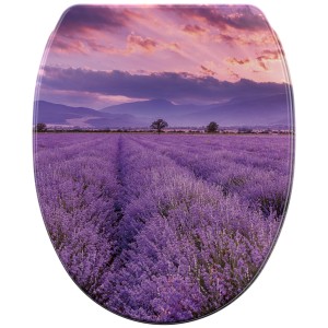 SANILO WC-Sitz Lavendel mit Absenkautomatik und Top-Fix-Befestigung, Lavendelfeld-Motiv.
